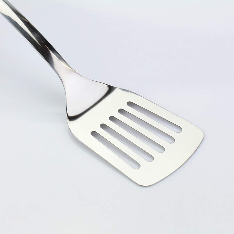 JXWING Stainless Steel Spatulas Set, 2 Pack Heavy Duty Solid & Slotted Turner, Metal Spatulas for Kitchen Use, High Heat Resistant Cooking Utensils for Fish Eggs Pancakes - Image 5